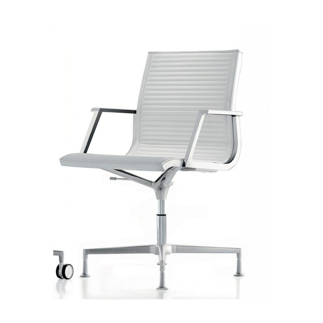 Fauteuil Bureau Howie Cuir Pleine Fleur Blanc Seanroyale tout Seanroyale Soldes