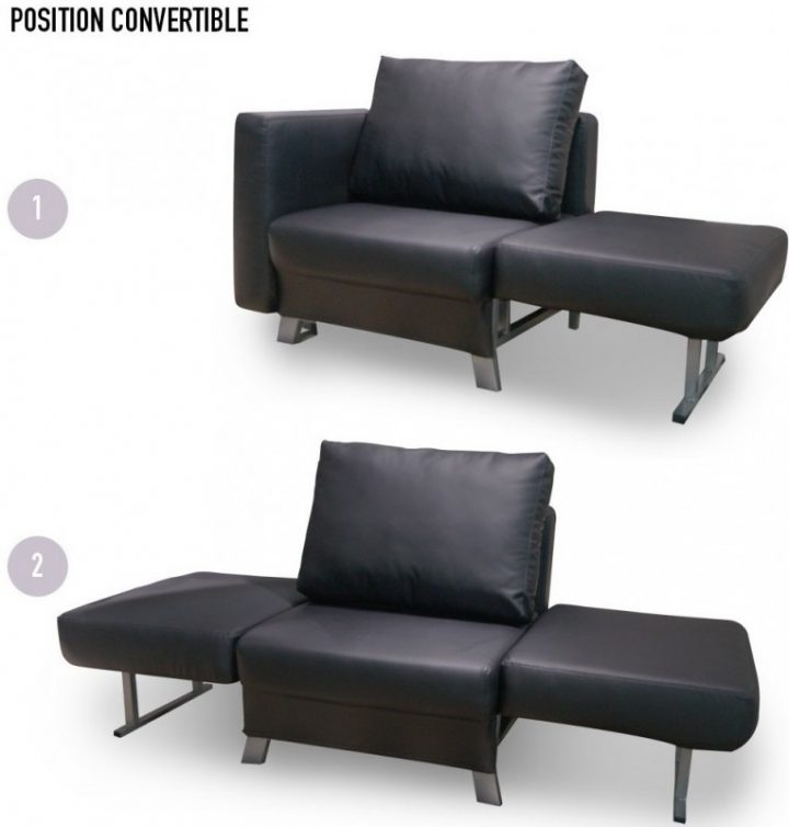 Fauteuil Convertible 1 Place Simili Noir Salie pour Fauteuil Convertible 1 Place But