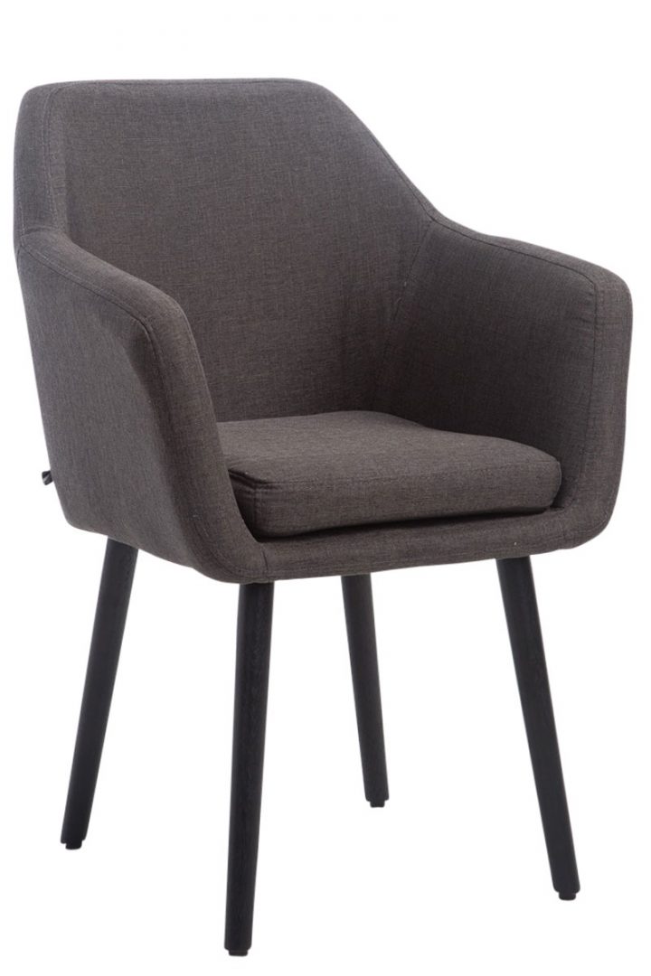 Fauteuil De Salle A Manger Retro Ulysse En Tissu Rembourrée Chaise Design  Scandinave Avec Accoudoirs Et Dossier Gris Foncé, Bois Noir pour Fauteuil Salle À Manger Accoudoirs