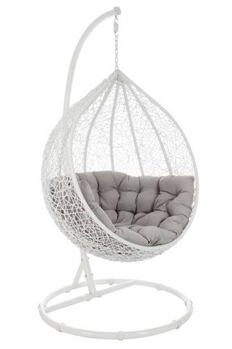 Fauteuil Œuf Suspendu En Osier Blanc Et Coussin Gris concernant Oeuf Suspendu Jardin Fauteuil Œuf Suspendu En Osier Blanc Et Coussin Gris concernant Oeuf Suspendu Jardin
