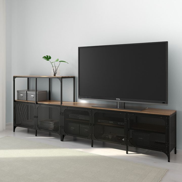 Fjällbo Combinaison Meuble Tv – Noir 250X36X95 Cm avec Meuble Tv Industriel Ikea