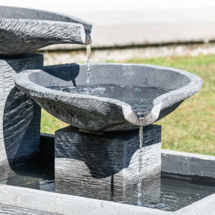 Fontaine De Jardin À Débordement Bassin 3 Vasques Noire Grise dedans Fontaine De Jardin À Débordement Bassin 3 Vasques Noire Grise