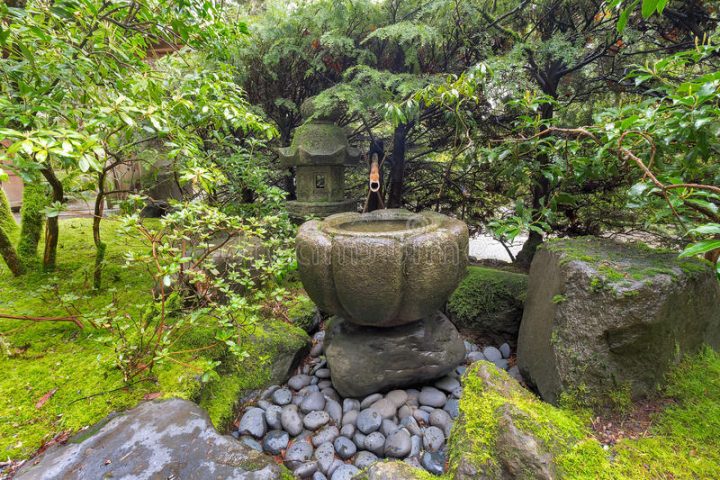 Fontaine D'Eau De Tsukubai Au Jardin Japonais Image Stock à Fontaine Jardin Japonais