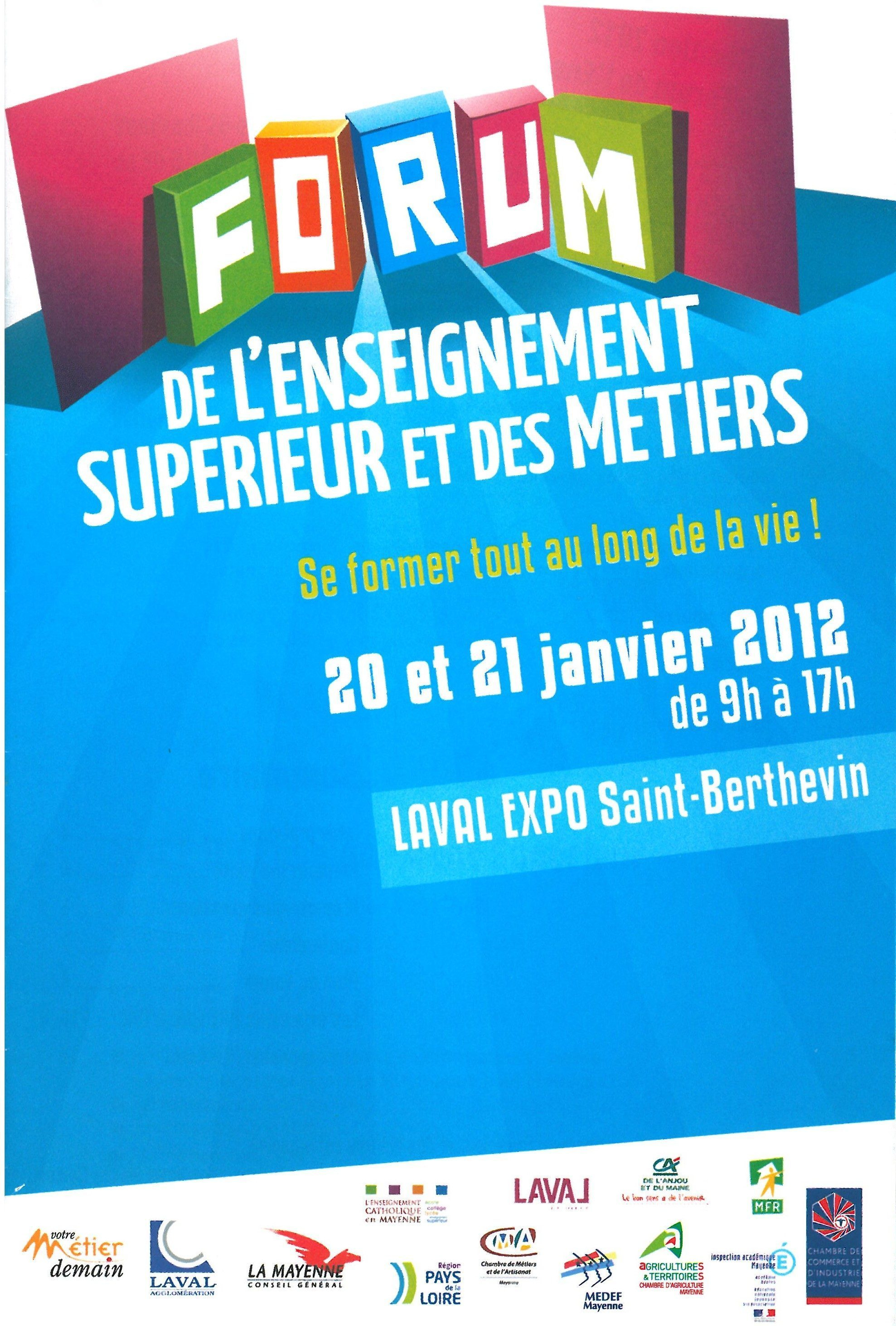 Forum Des Métiers – 20 Et 21 Janvier 2012 À Laval | Lycée à Chambre Des Metiers Laval