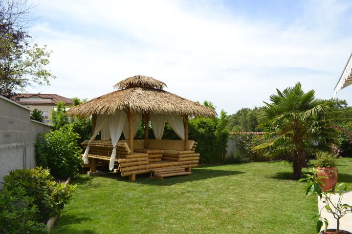 Gazebo Bambou Ou Paillote Bambou, Salon De Jardin, Pergola avec Paillote Jardin