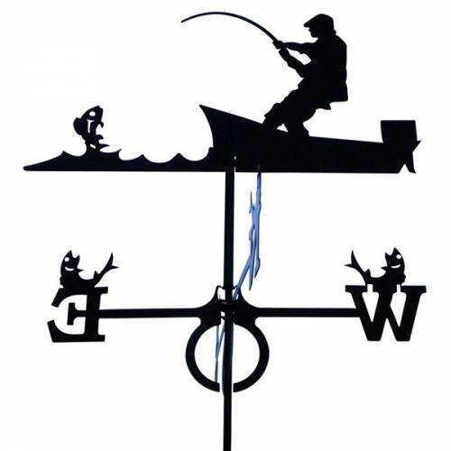 Girouette Pêcheur En Fer Forgé – Outils-Et-Nature.fr concernant Girouette De Jardin