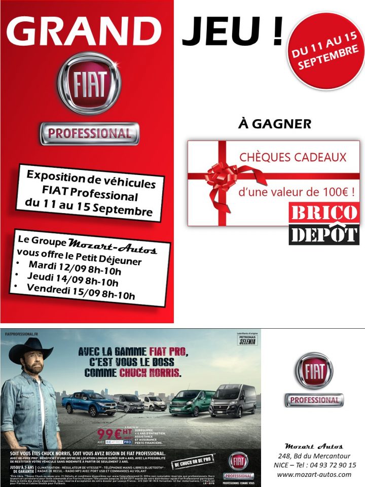 Grand Jeu Fiat Professional & Brico Dépôt Nice (06) avec Brico Depot