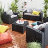 Hawai Salon De Jardin Gris Effet Rotin Tressé (4 Places pour Cdiscount Salon De Jardin