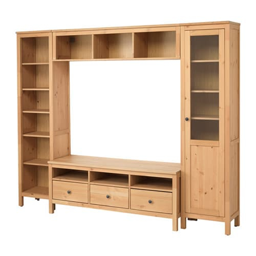 Hemnes Combinaison Meuble Tv – Brun Clair, 246X197 Cm – Ikea destiné Meuble Tv Ikea