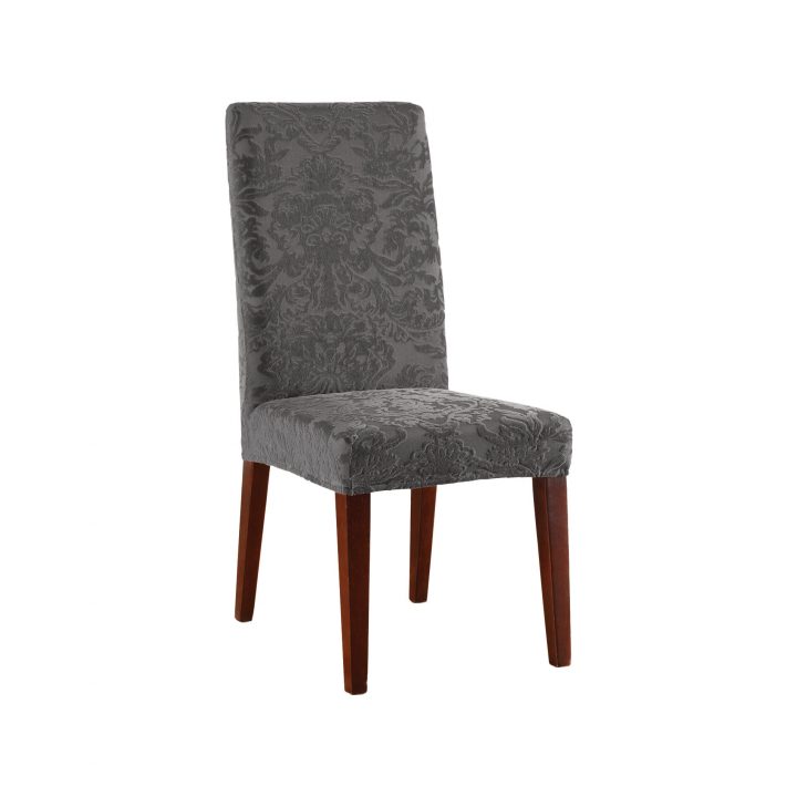 Housse Extensible Pour Chaise De Salle À Manger Avec Coussin En T En  Jacquard Damassé encequiconcerne Coussin Pour Chaise De Salle A Manger