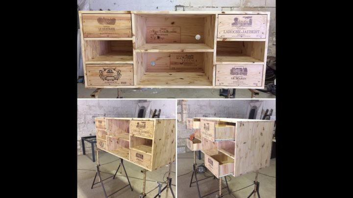 Idéco Diy : Fabrication D'un Mobilier Tv (Télé) En Bois Design Avec Caisses  De Vin concernant Fabriquer Un Meuble Tv En Bois