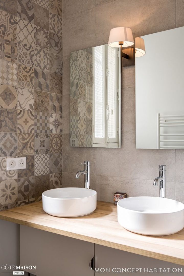 Idée Décoration Salle De Bain – Double Vasque Et Carreaux destiné Idees Salle De Bains