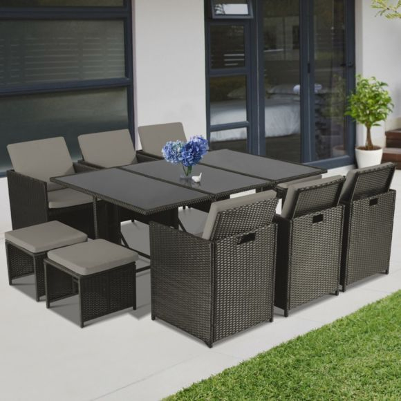 Idmarket – Salon De Jardin Encastrable Merida Gris 10 tout Salon De Jardin Tressé Carrefour