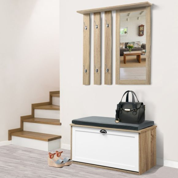 Idmarket – Vestiaire D'Entrée Luxe En Bois Blanc Et Hêtre concernant Meuble D Entrée Pas Cher Idmarket – Vestiaire D'Entrée Luxe En Bois Blanc Et Hêtre concernant Meuble D Entrée Pas Cher