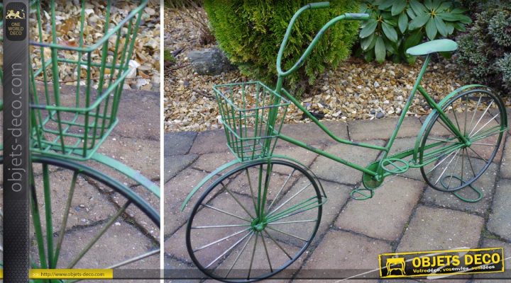 Jardinière Décorative En Forme De Vélo Ancien Coloris Vert destiné Velo Deco Jardin