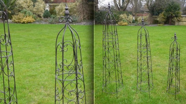 Jeu De 3 Obélisques De Jardin En Fer Forgé | Fer Forger avec Decoration De Jardin En Fer Forgé