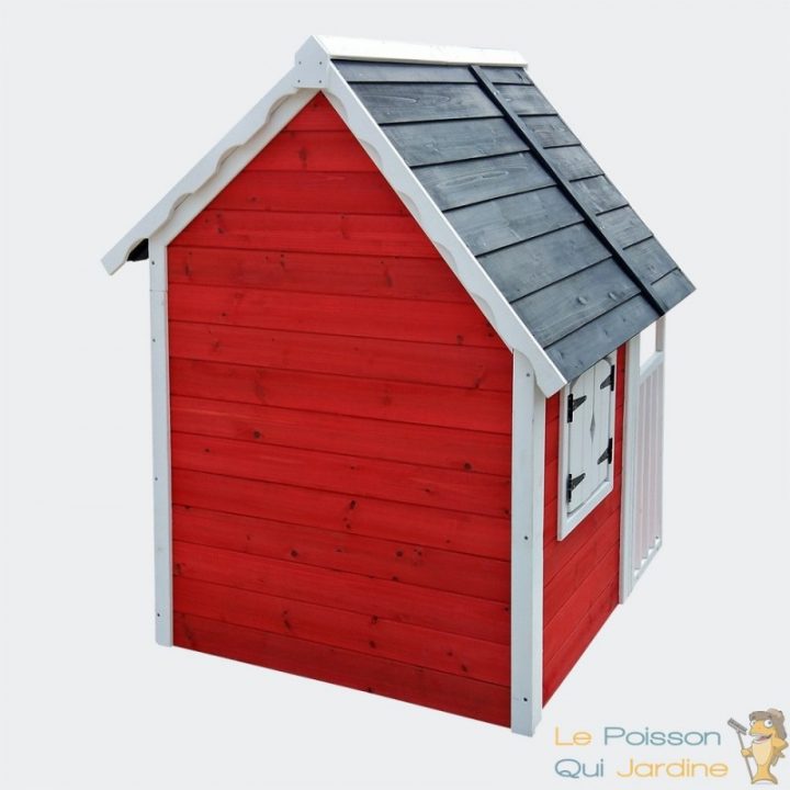 Jouet – Maison De Jardin En Bois – Rouge Et Grise encequiconcerne Maison Jardin Jouet