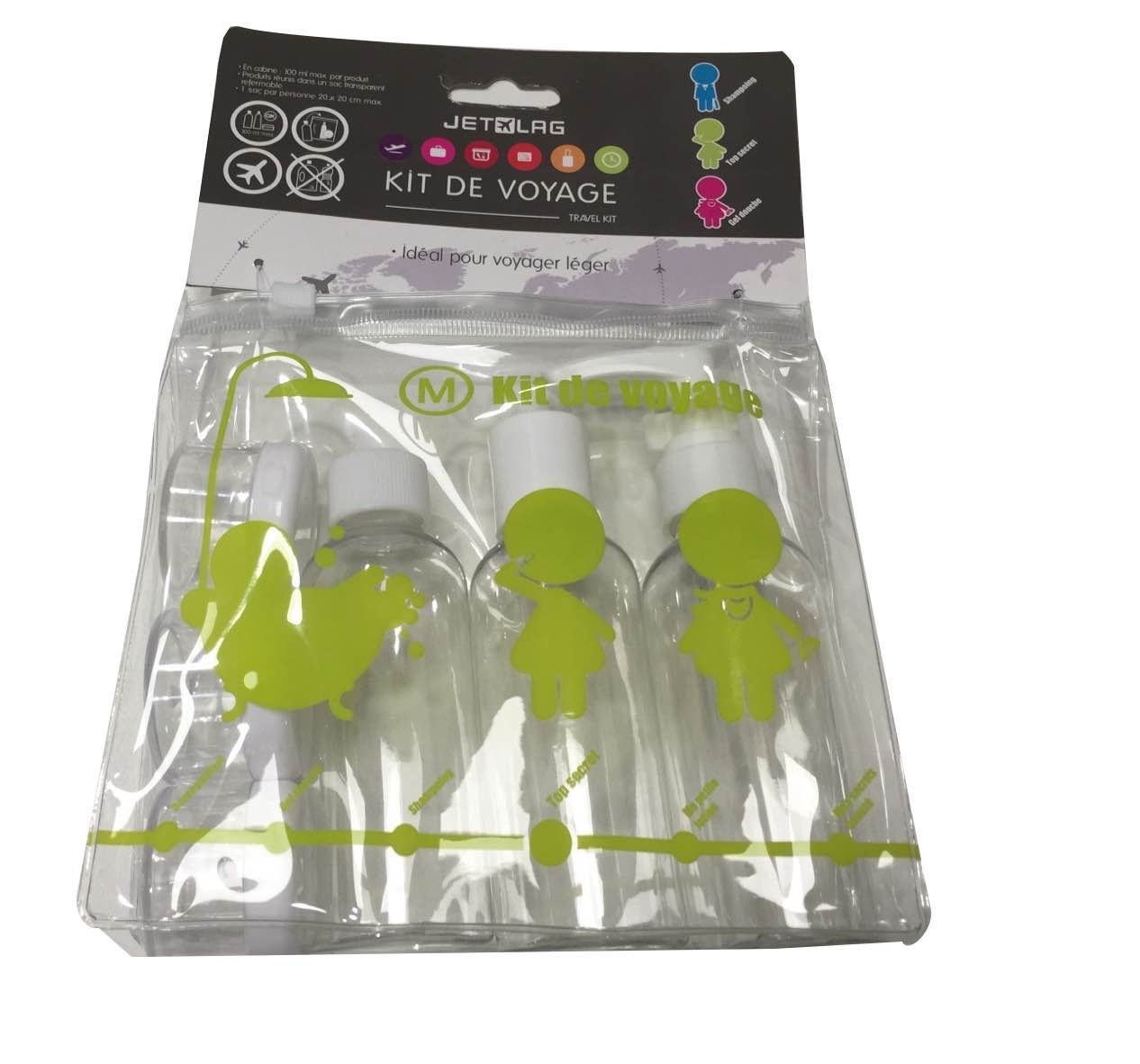 Kit De Voyage Composés De 3 Flacons Et 3 Petits Pots serapportantà Gel Douche Avion