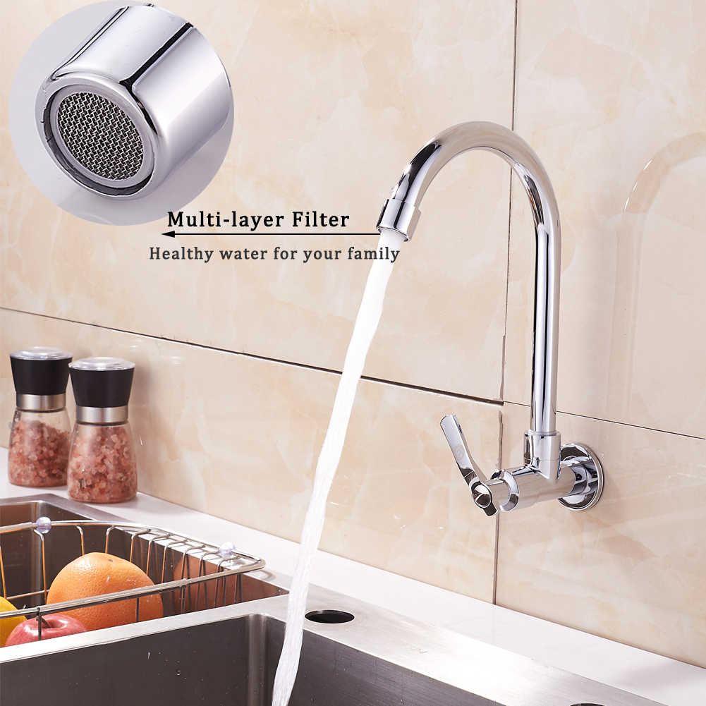 Kitchen Sink Taps Mono Traditionnel Levier Unique Robinet D'évier Pivotant  Spout Bassin Cuisine En Acier Inoxydable Chrome Robinet dedans Brancher Lave Vaisselle Sur Robinet Evier