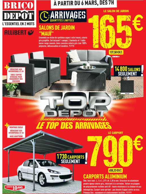 Les Arrivages Brico Dépôt Du 6 Mars 2015 tout Salon De Jardin California Brico Depot