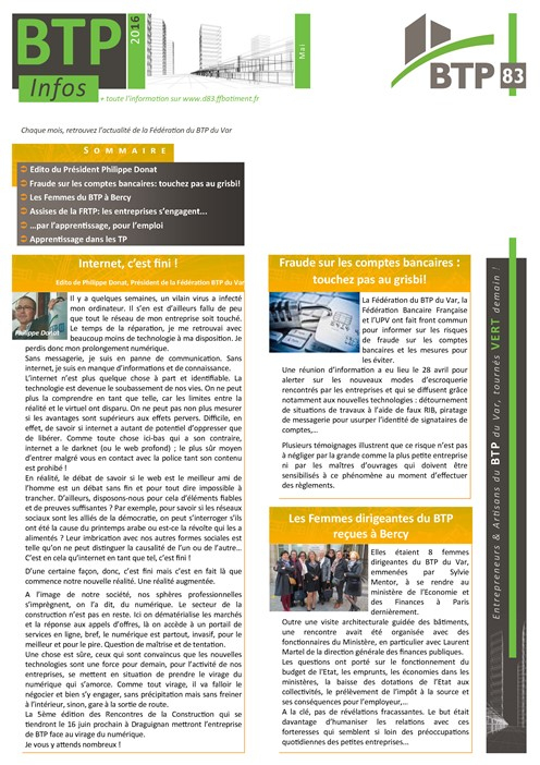 Lettre D'Information : Fbtp Var à Chambre Des Metiers Draguignan