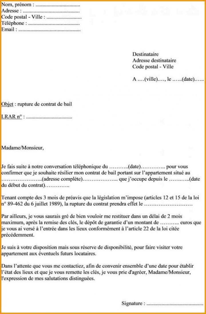 Lettre Préavis Appartement Meublé  Modèle De Lettre encequiconcerne