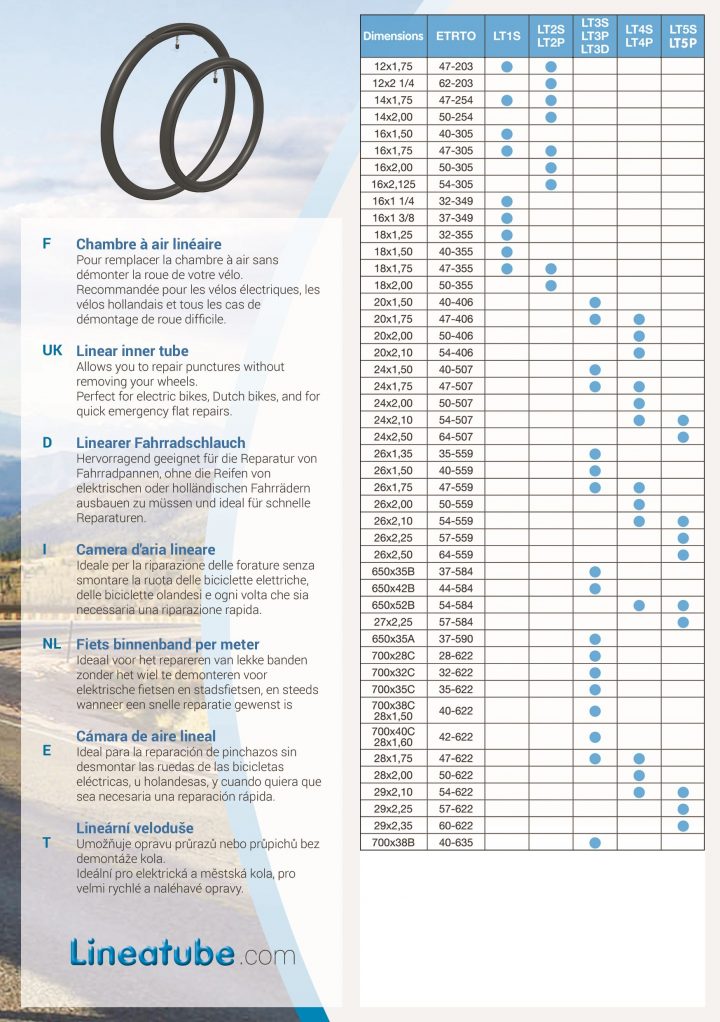 Lineatube – Chambre-À-Air Linéaire – Accueil destiné Taille Chambre A Air Velo