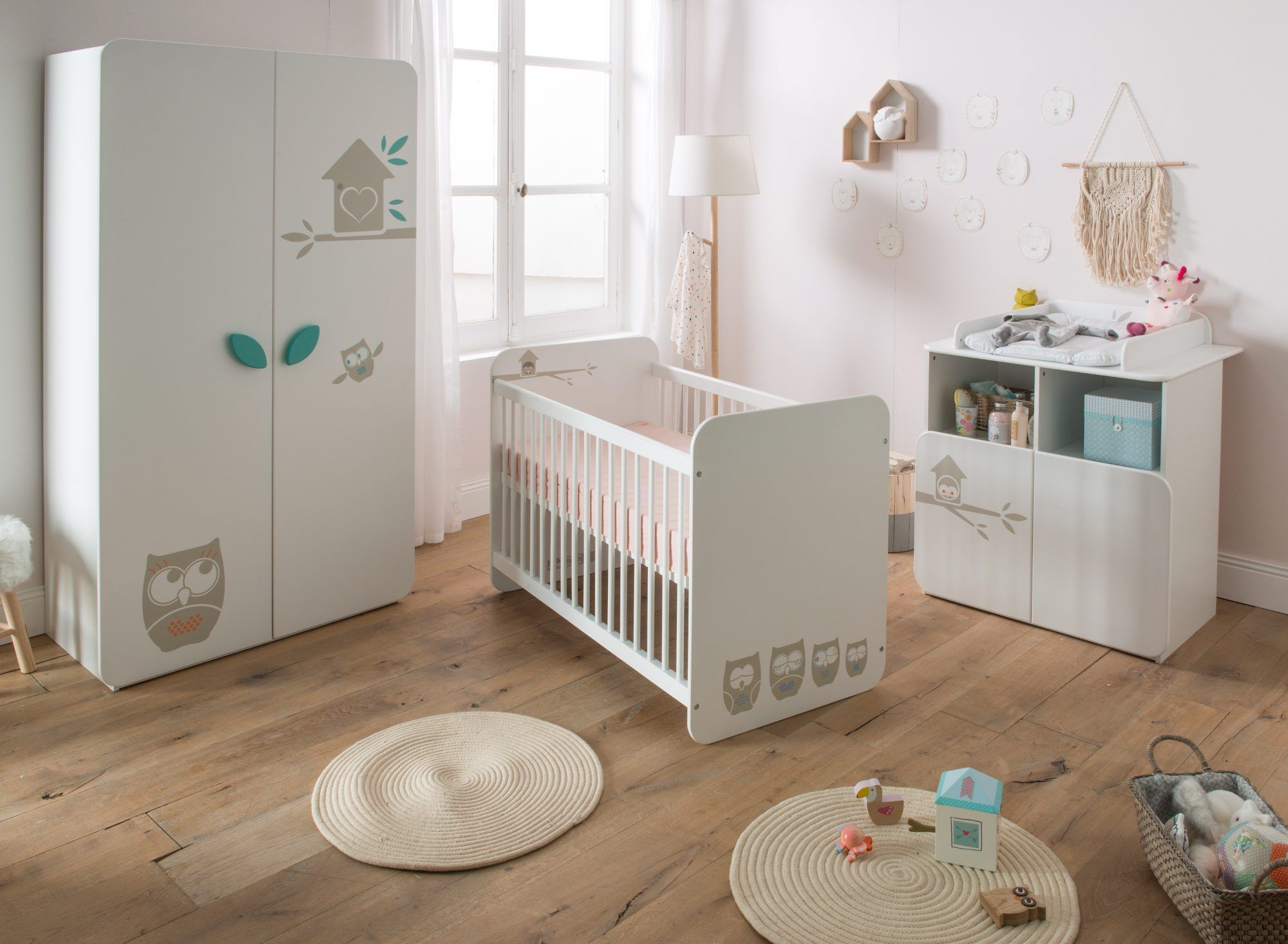 Lit Bébé 60X120 Cm Hiboux Blanc | Lit Bébé Pas Cher, Lit tout Chambre Bébé But