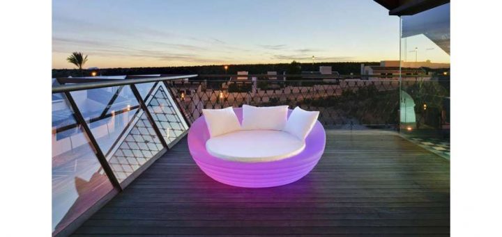 Lit De Jardin Rond Design Lumineux Recharge Solaire concernant Salon De Jardin Lumineux