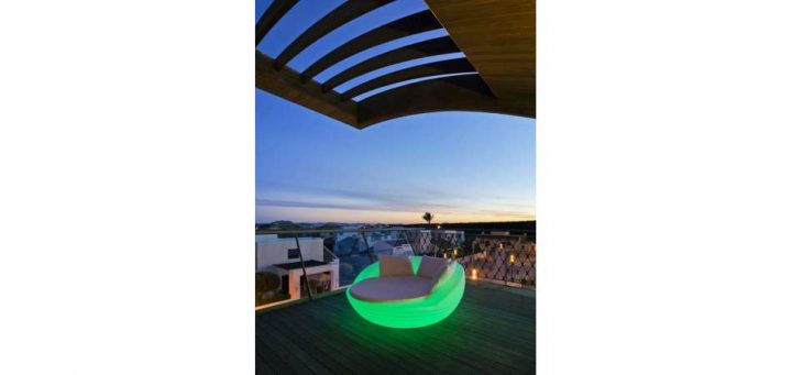 Lit De Jardin Rond Design Lumineux Recharge Solaire pour Salon De Jardin Lumineux