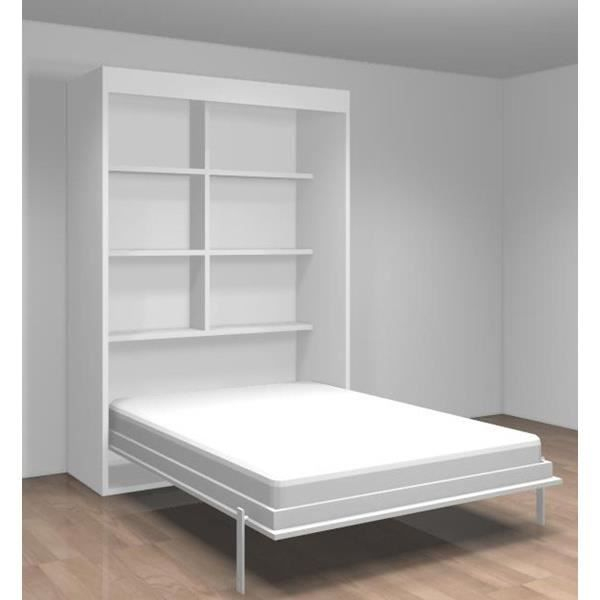 Lit Escamotable Lit Relevable Avec Étagères Teo 140X190 avec Lit Escamotable 2 Personnes Pas Cher