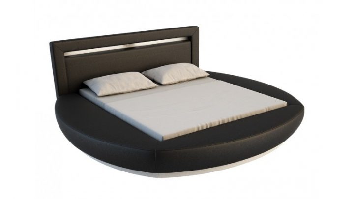 Lit Rond Lumineux Avec Led Simili Cuir Noir 180X200 Kovel tout Lit Rond But