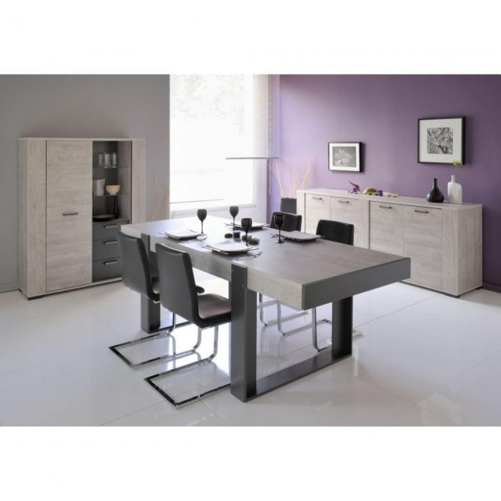 Loft Salle À Manger Complète Décor Gris 3 Pièces 1 Table À dedans Buffet De Salle A Manger Pas Cher