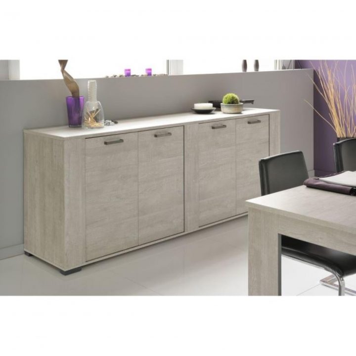 Loft Salle À Manger Complète Décor Gris 3 Pièces 1 Table À Manger + 1  Buffet Bas + 1 Buffet Haut pour Buffet Salle À Manger Pas Cher