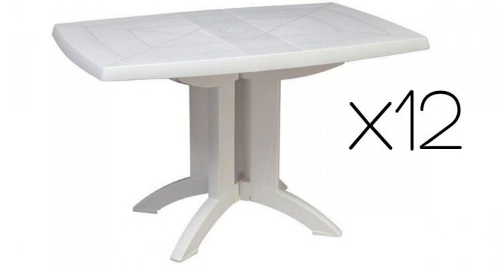 Lot 12 Tables De Jardin Vega 118 Cm Blanches Rabattables serapportantà Table Vega Grosfillex Carrefour
