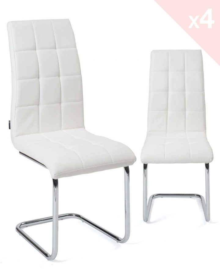 Lot 4 Chaises Simili Cuir Matelassées Salle À Manger Maxi (Blanc) pour Chaises Salle À Manger But