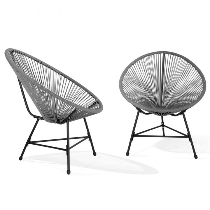 Lot De 2 Fauteuils De Jardin Izmir Gris Design Oeuf Avec avec Fauteuil Oeuf Jardin