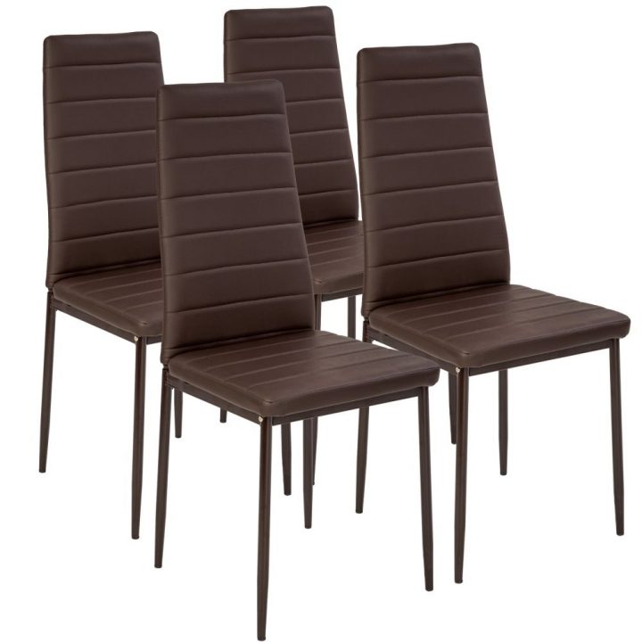 Lot De 4 Chaises Avec Surpiqûre Marron pour Chaise Salle A Manger Pas Cher Lot De 4