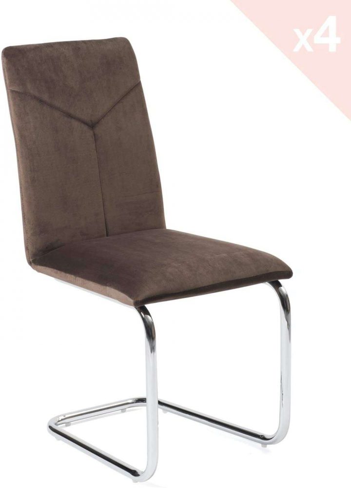 Lot De 4 Chaises De Salle À Manger Design Velours Tana (Marron) avec Chaises Salle À Manger But