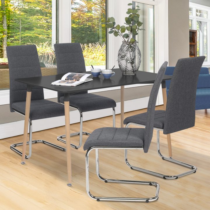 Lot De 4 Chaises Mia En Tissu Gris Anthracite Pour Salle À Manger à Promo Chaises Salle Manger