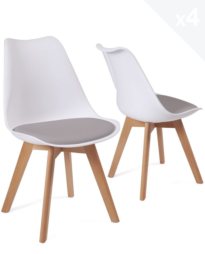 Lot De 4 Chaises Scandinaves Avec Coussin Lao encequiconcerne Chaise Salle A Manger Pas Cher Lot De 4