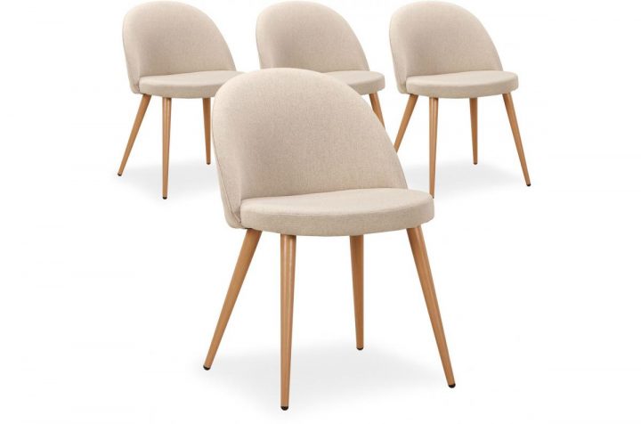 Lot De 4 Chaises Scandinaves Beige Melchior Plus D'infos serapportantà Chaise Salle A Manger Pas Cher Lot De 4