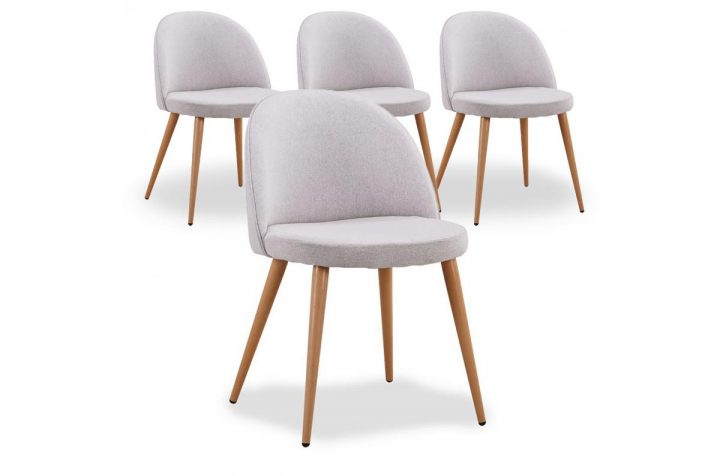 Lot De 4 Chaises Scandinaves En Tissu Gris Melchior Plus D'infos avec Chaise Salle A Manger Pas Cher Lot De 4