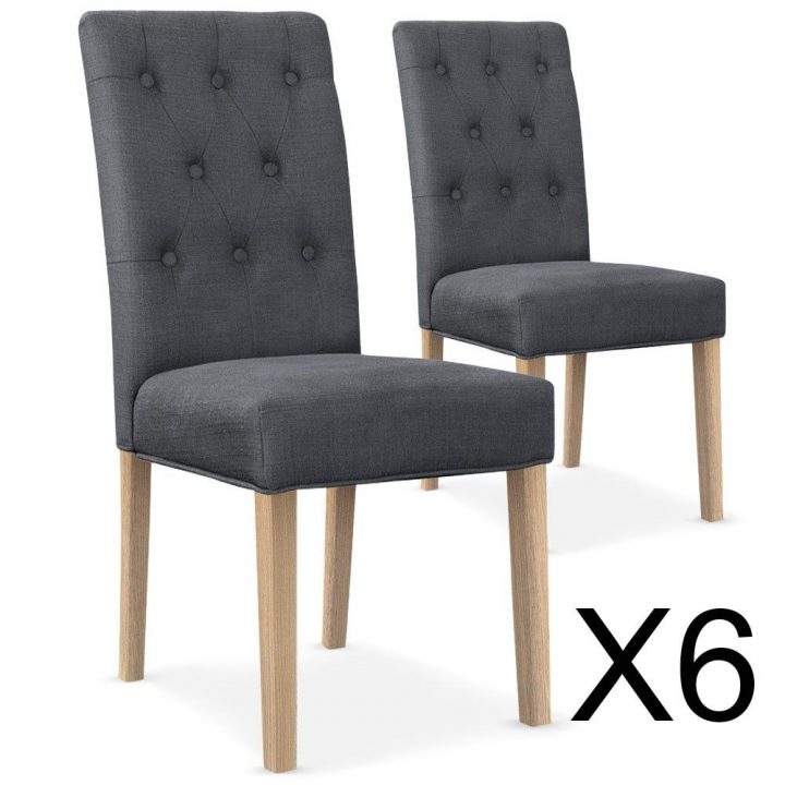 Lot De 6 Chaises Gaya Captionnées En Tissu Gris | Chaise avec Chaise Salle A Manger Pas Cher Lot De 6