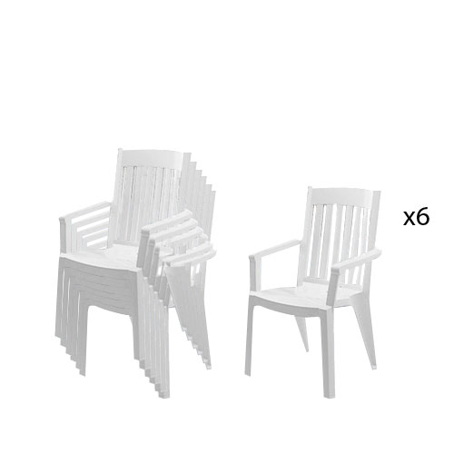 Lot De 6 Fauteuils De Jardin Miami V Grosfillex Coloris intérieur Fauteuil De Jardin Grosfillex Blanc