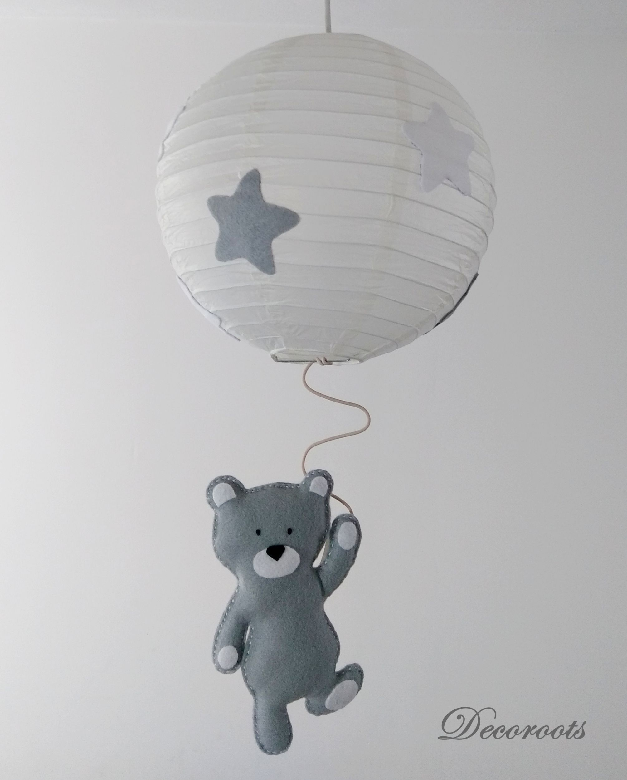 Lustre Suspension Abat Jour Lampe Ours Gris Beige Blanc concernant Lustre Chambre Bébé Garçon