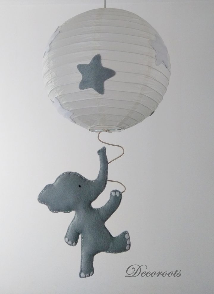 Lustre Suspension Jules L'éléphant Gris Et Blanc encequiconcerne Lustre Chambre Bébé Garçon