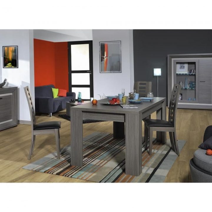 Lynea Ensemble Repas Décor Bois Gris Cendré 5 Pièces 1 Table À Manger + 4  Chaises tout Salle A Manger En Bois Gris