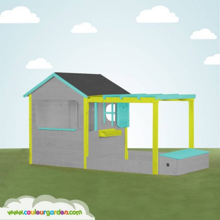 Maison De Jardin Avec Pergola Bac À Sable Coffre A Jouet tout Maison Jardin Jouet