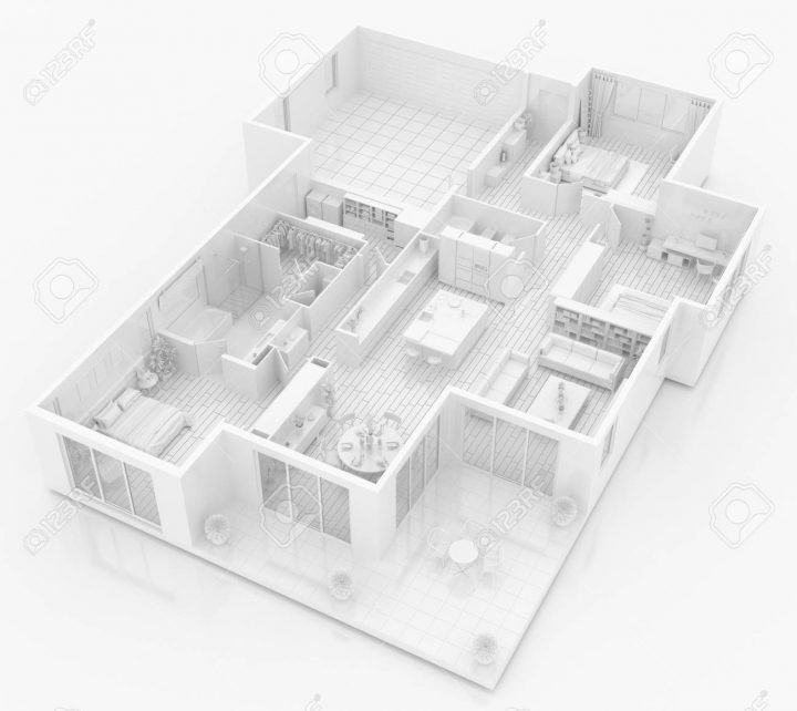 Maquette D'appartement Meublé, Modèle Papier encequiconcerne Meuble A Papier